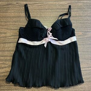 Native Intimates 34B Black Pink Babydoll Camisole Top Y2K